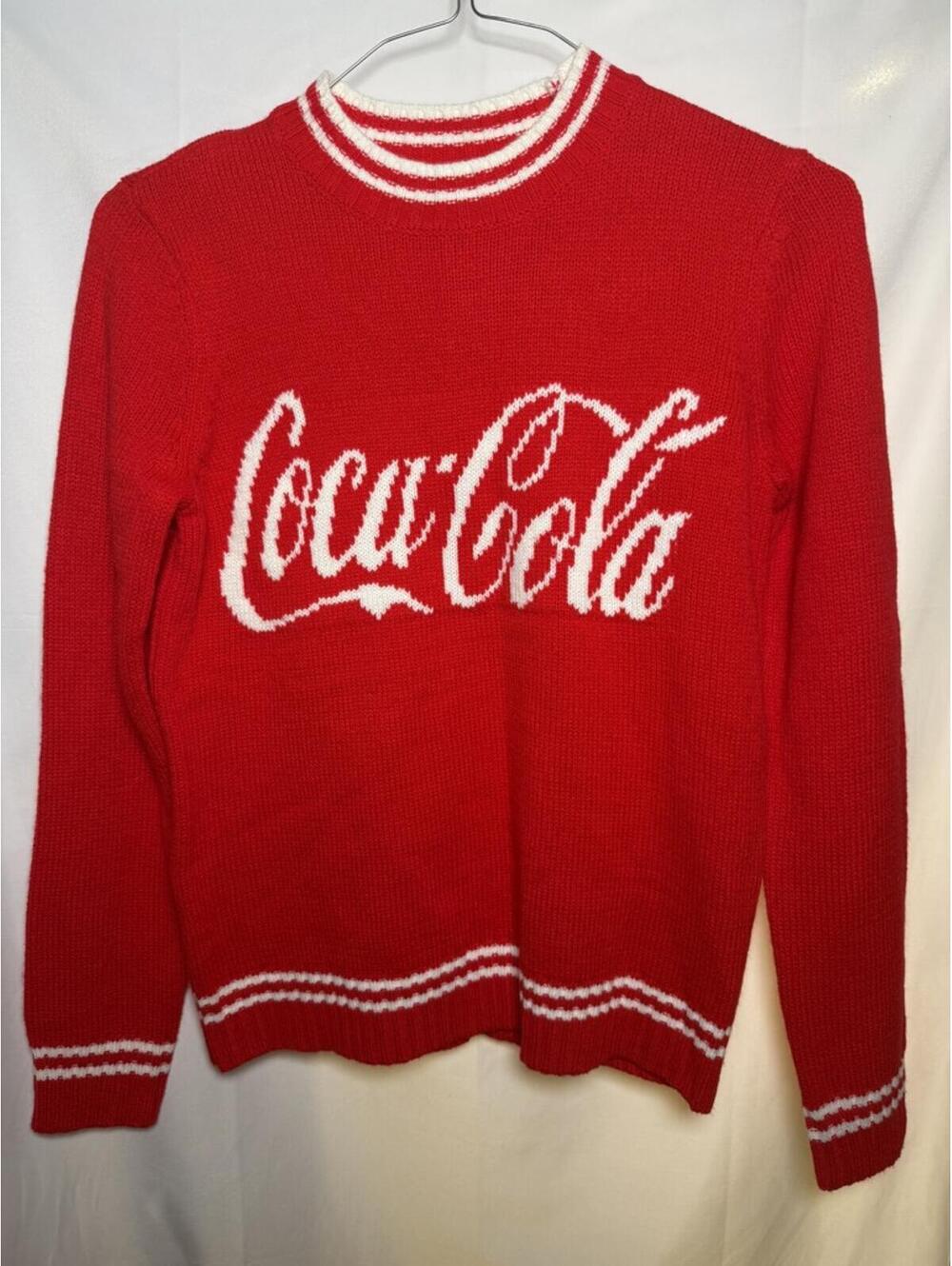 Coca-Cola Red Knit Sweater White Stripes Women's Small